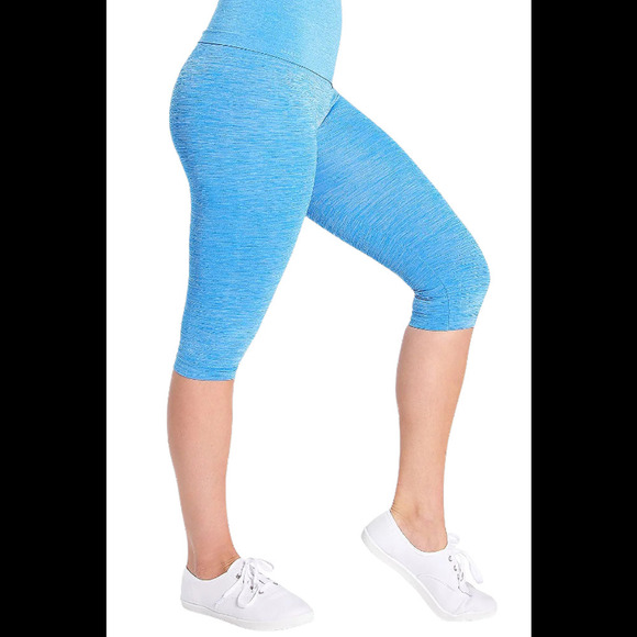 MeMoi Pants - Memoi High Waist Tummy Control Shaping Capri Leggings Blue - Regular
